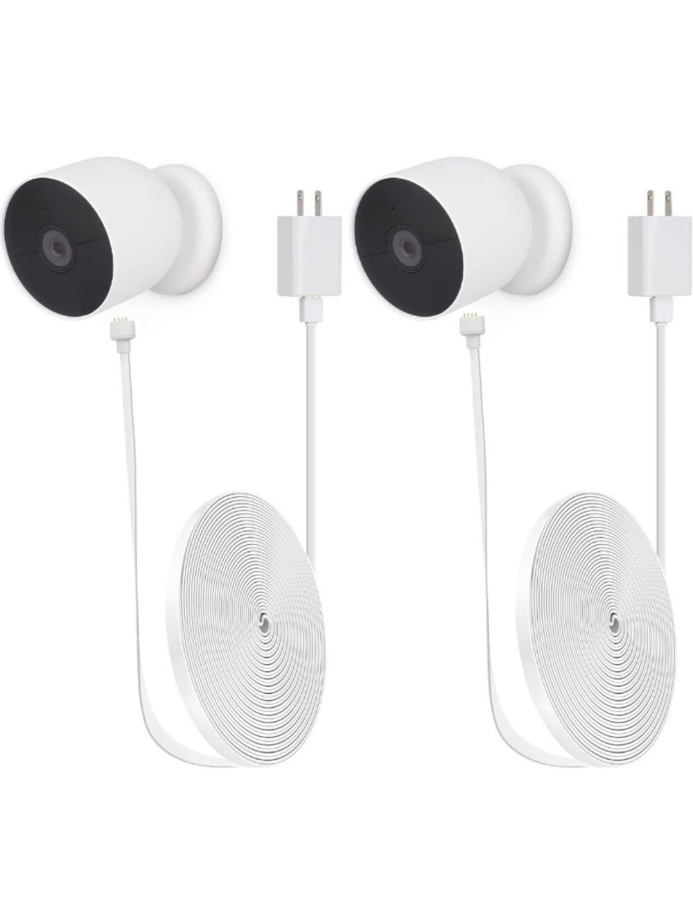 2 Pack 25Ft Weatherproof Charging Cable for Google Nest Cam - Flat Outdoor Power